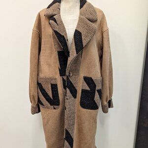 Alex Max Reversible Coat  Taupe with black accents
